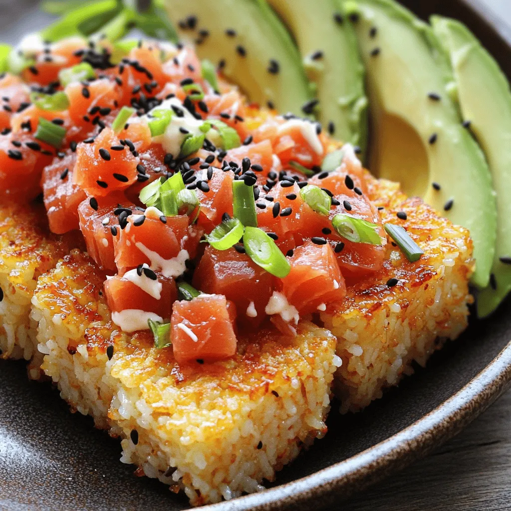 Spicy Tuna Crispy Rice Köstlicher Snack für Zuhause