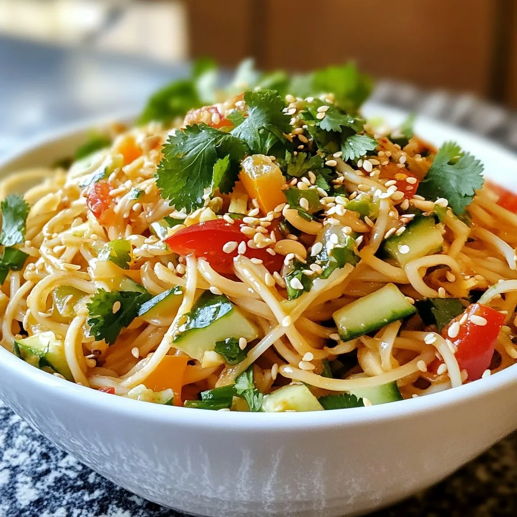 Sesame Peanut Cold Noodle Salad Frisch und Lecker