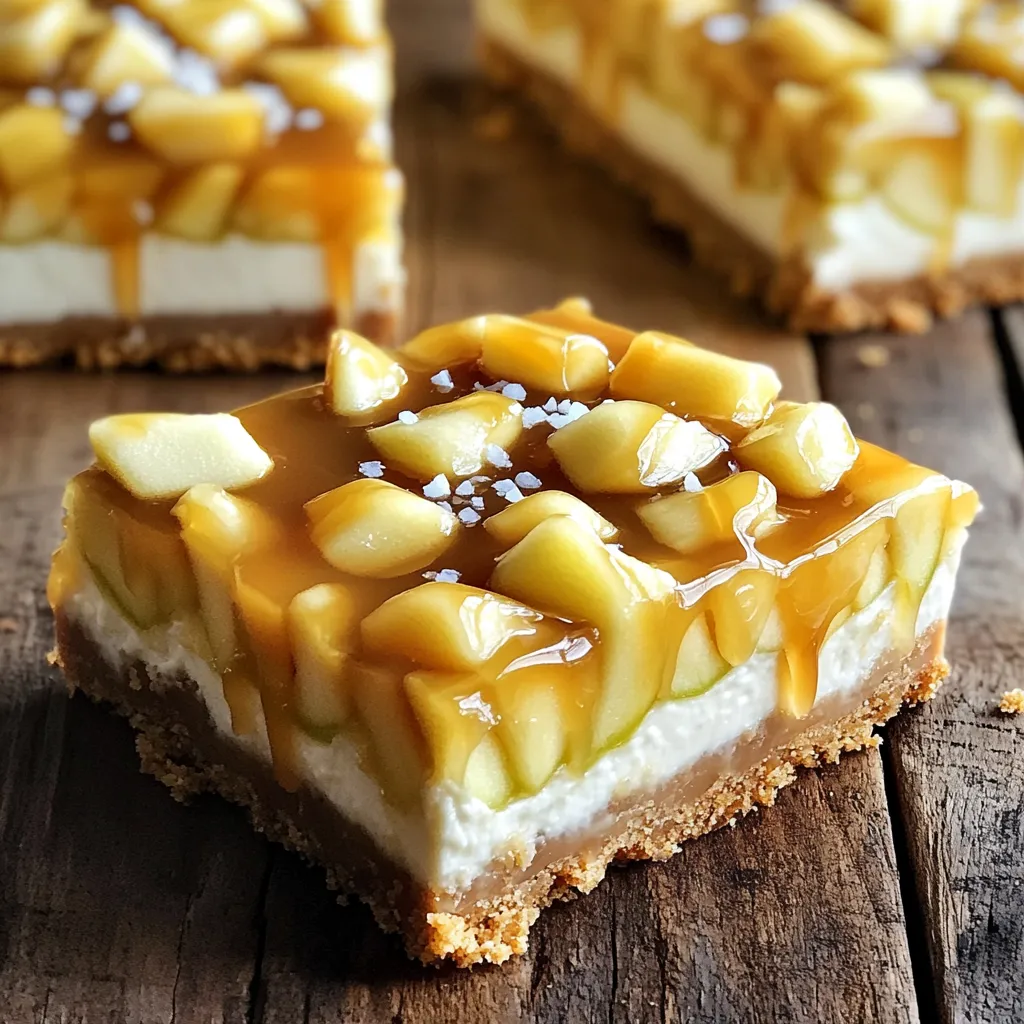 Gesalzene Karamell-Apfel-Käsekuchen-Riegel lecker genießen
