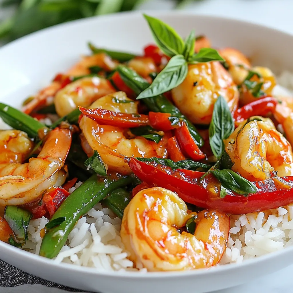 Spicy Thai Basil Shrimp Schnelles und Köstliches Gericht
