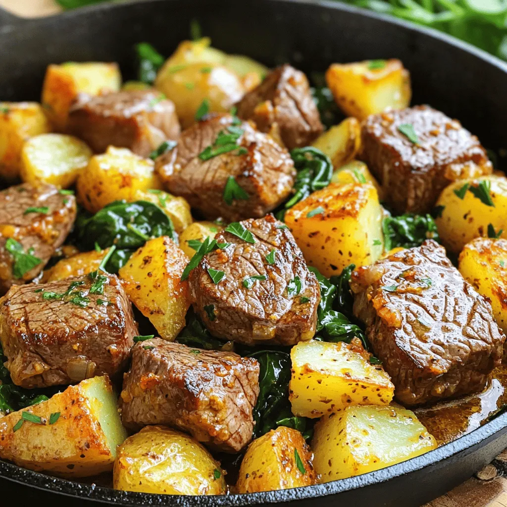 Knoblauchbutter Steak und Kartoffel Pfanne einfach zubereiten