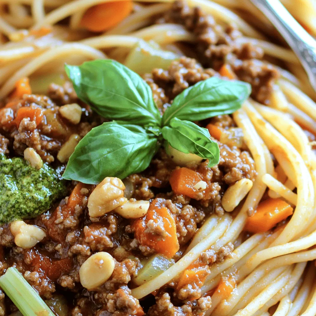 - 200 g Walnüsse, grob gehackt - 1 große Zwiebel, fein gehackt - 2 Karotten, gewürfelt - 2 Stangen Sellerie, gewürfelt - 2 Knoblauchzehen, fein gehackt - 400 g gehackte Tomaten (aus der Dose)