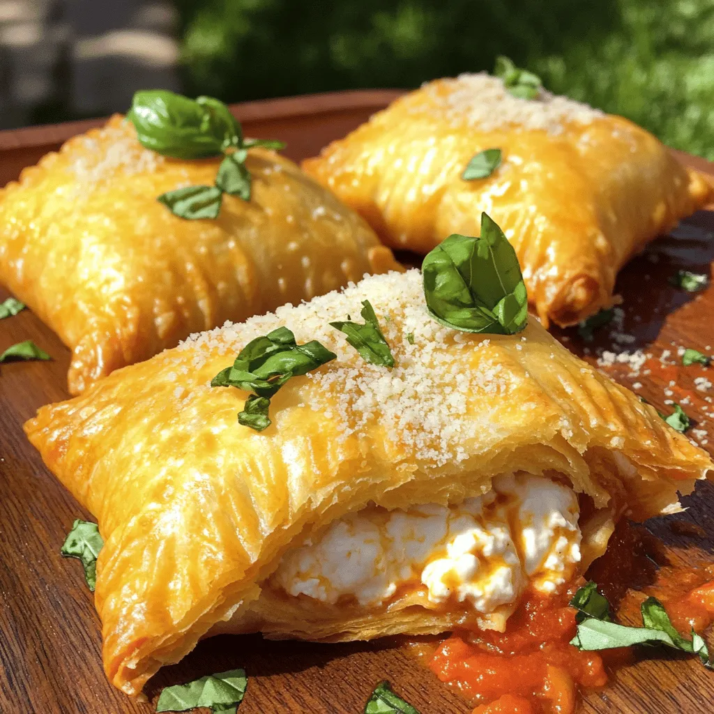 Um köstliche Chicken Parmesan Pillows zuzubereiten, brauchst du einige frische und leckere Zutaten. Du benötigst zwei Hähnchenbrustfilets, die du gekocht und fein gehackt hast. Ricotta-Käse macht die Füllung cremig. Du brauchst auch Mozzarella und Parmesan, um den Käseschmelz zu genießen. Ein Ei verbindet alles gut. Italienische Gewürze wie Basilikum und Oregano bringen den Geschmack. Vergiss nicht, Blätterteig für die Hülle und Tomatensauce für die Beilage zu besorgen.