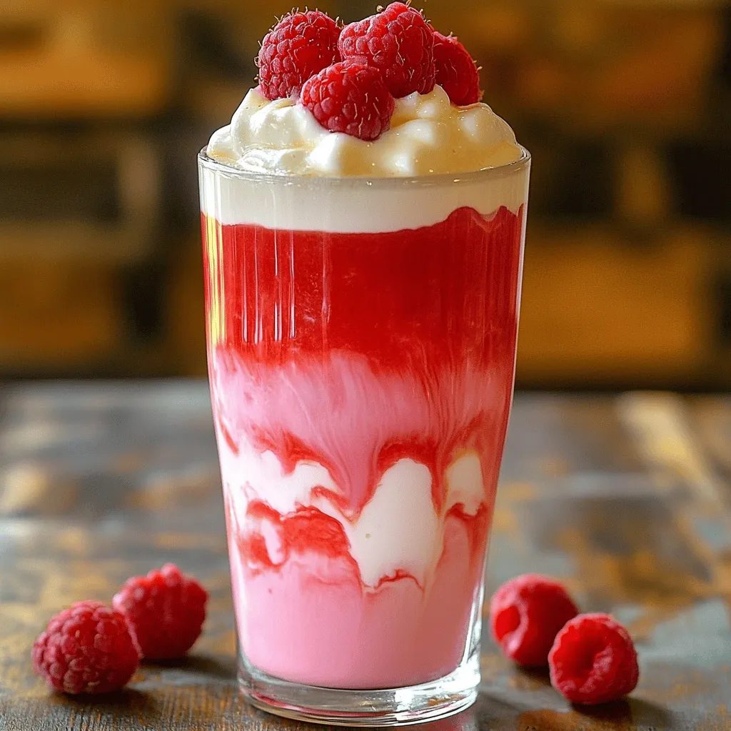 Ein Raspberry Hibiscus Latte ist ein fruchtiges Getränk mit einer schönen Farbe. Es kombiniert die Aromen von Hibiskus und Himbeeren. Dieses Getränk ist leicht und erfrischend. Die Hauptzutaten sind hibiscus tea, frische Himbeeren, Milch und Honig.