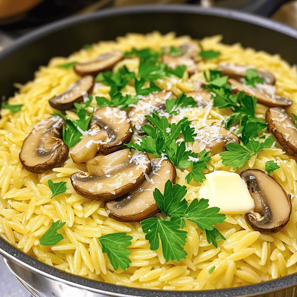 Minute Garlic Butter Mushroom Orzo Schnelles Genussrezept