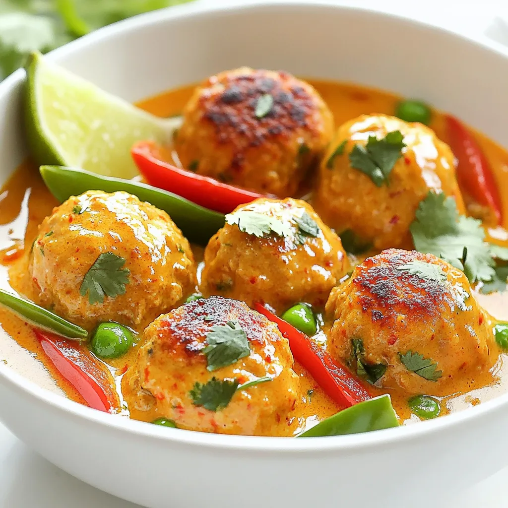 Thai Red Curry Chicken Meatballs Einfaches Rezept