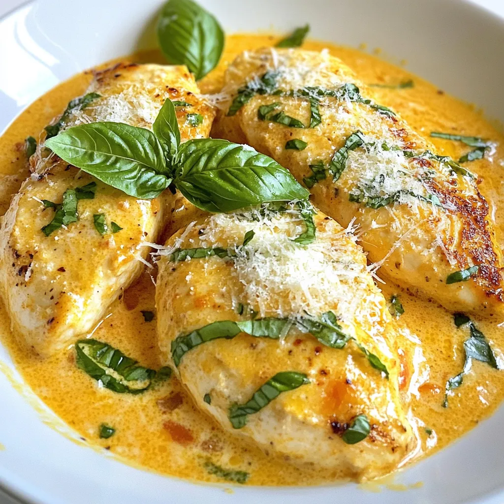 Cremiges Tomaten-Basilikum-Hühnchen Einfaches Rezept