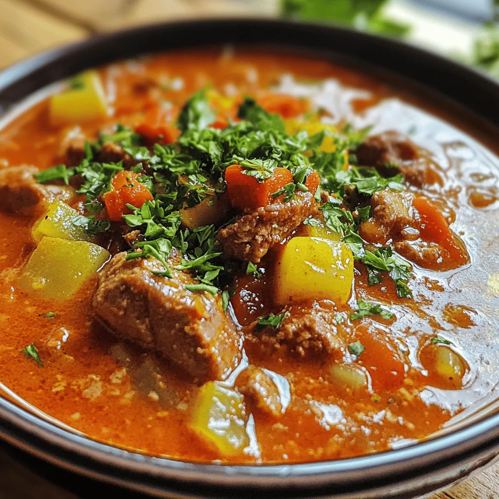 Polnischer Gulasch ist ein tolles, herzhaftes Eintopfgericht. Die Hauptzutaten sind einfach und leicht zu finden. Du brauchst Rindfleisch, Gemüse und Gewürze.