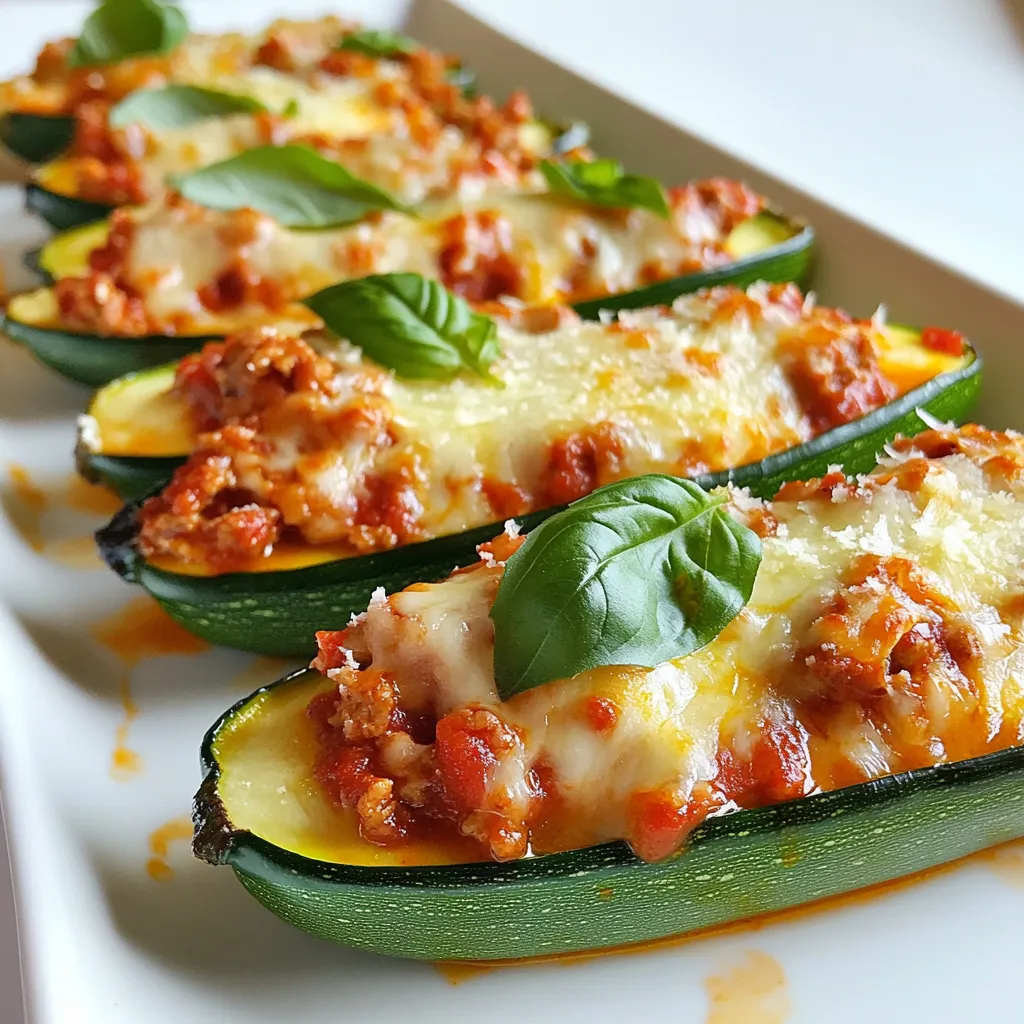 Chicken Parmesan Zucchini Boats Gesunde und Leckereien