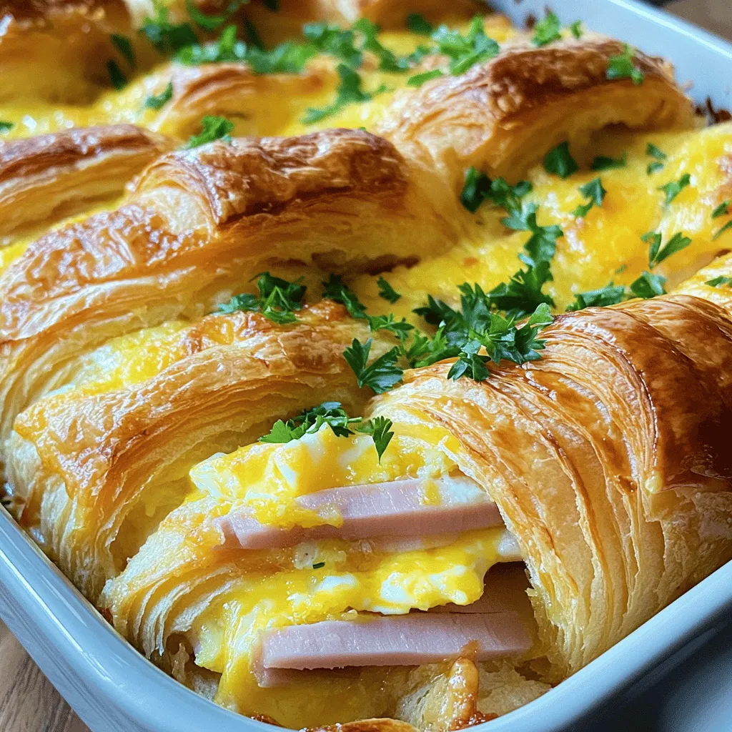 - 6 große Croissants - 200 g geschnittener Schinken - 200 g geriebener Käse (z.B. Gouda oder Emmentaler)