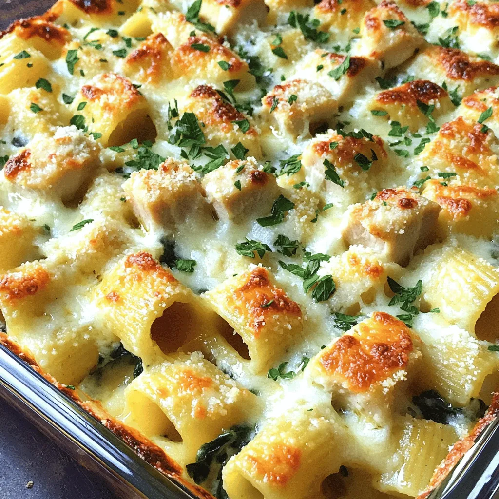 - 300 g Penne oder Fusilli Pasta - 500 g Hähnchenbrust, in Würfel geschnitten - 4 Knoblauchzehen, fein gehackt