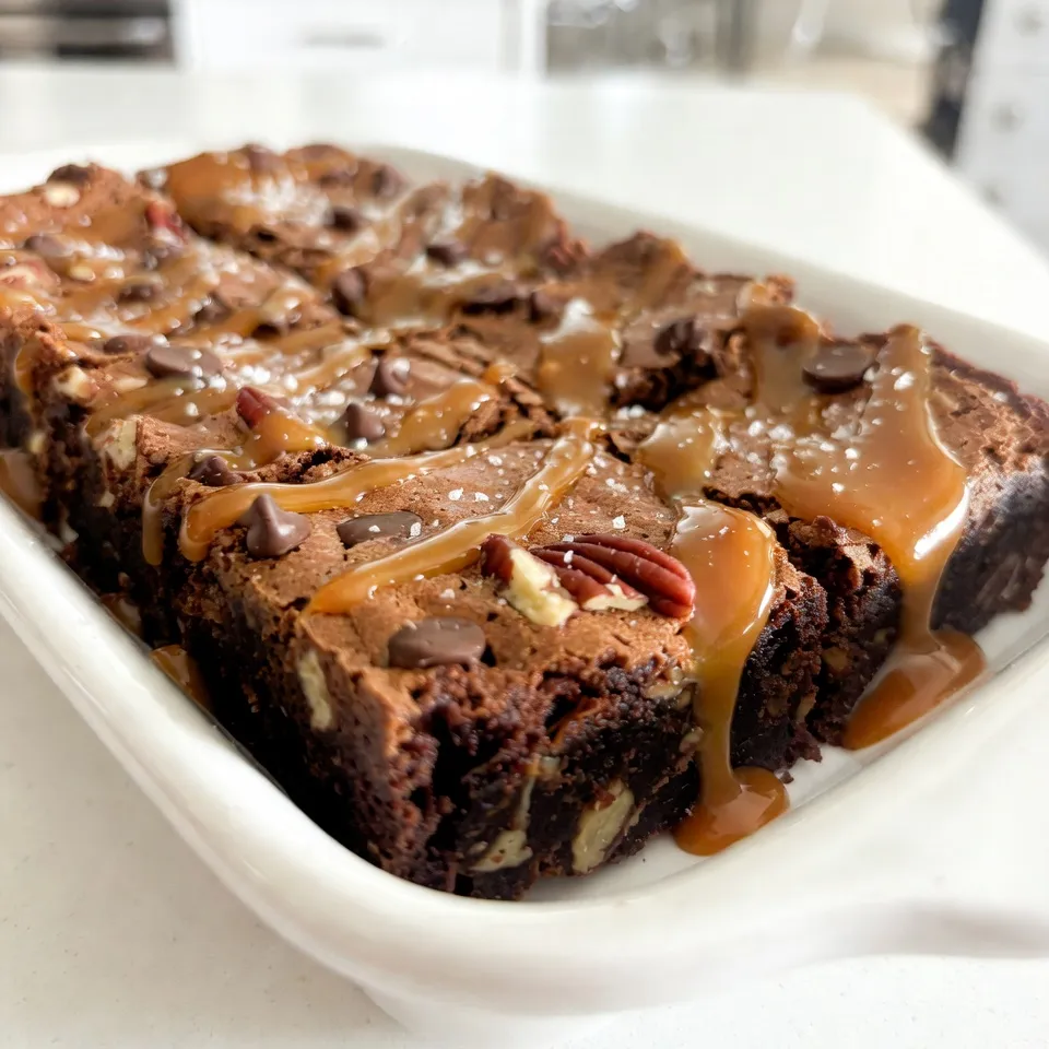 Schokoladen-Karamell-Schildkröten-Brownies lecker genießen