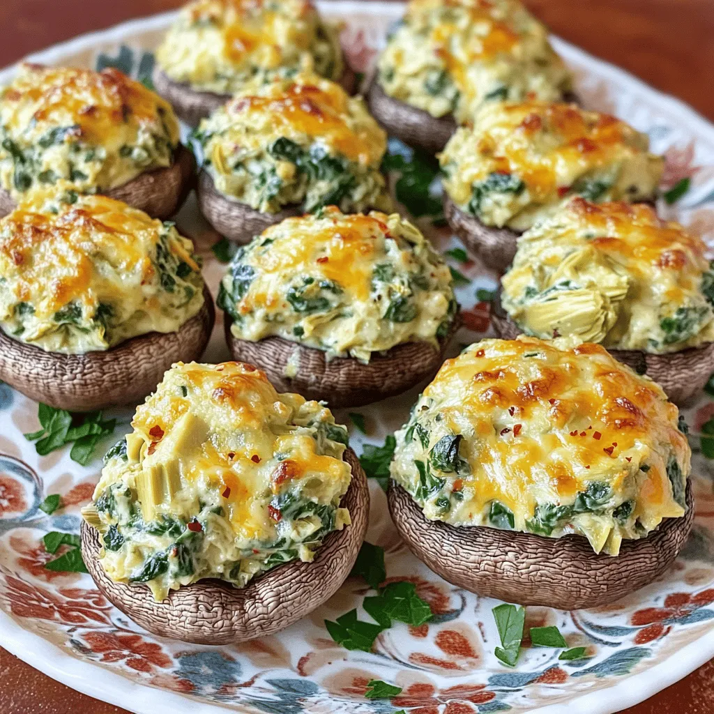 Spinach Artichoke Stuffed Mushrooms Köstlicher Snack