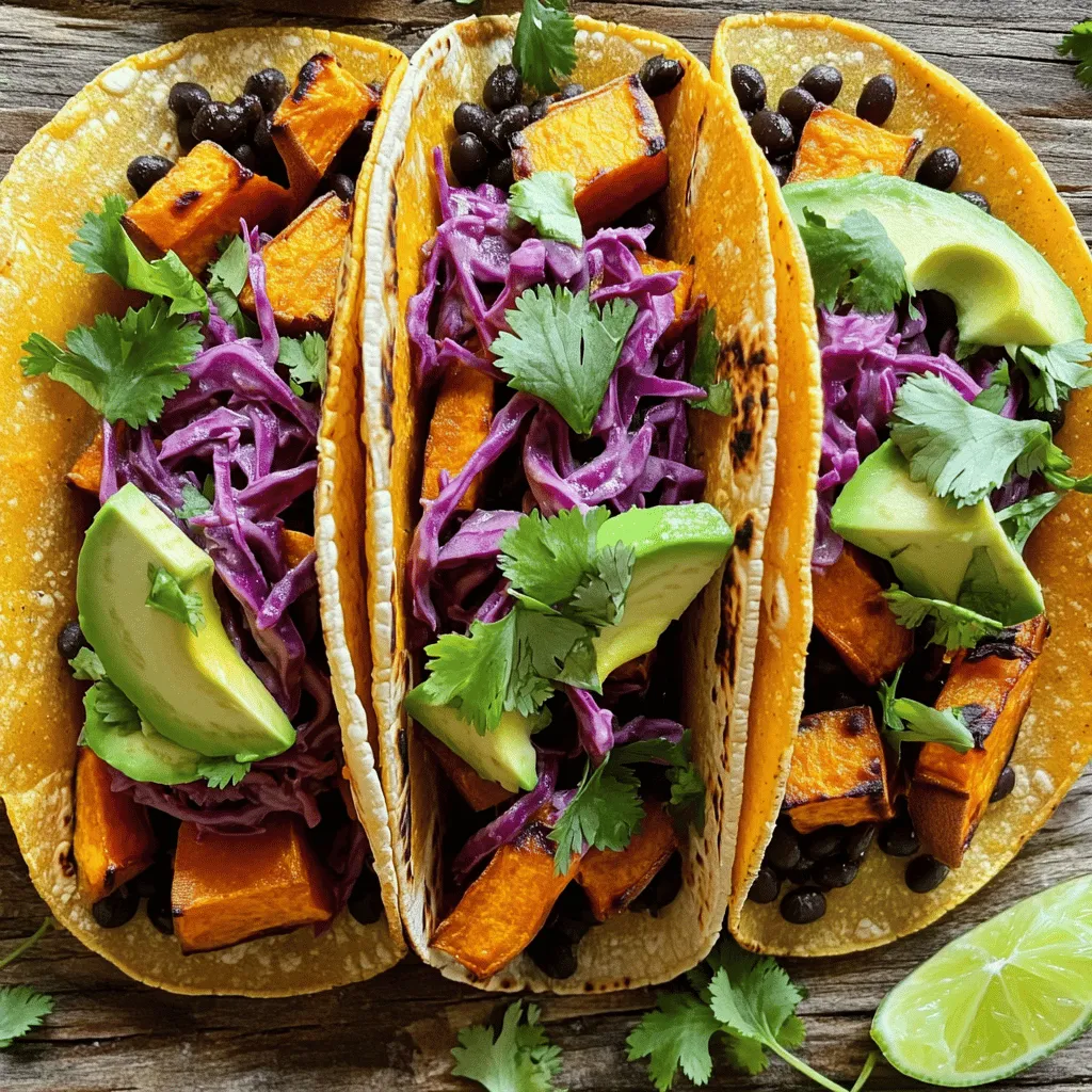 Süßkartoffel und schwarze Bohnen Tacos herzhaft genießen
