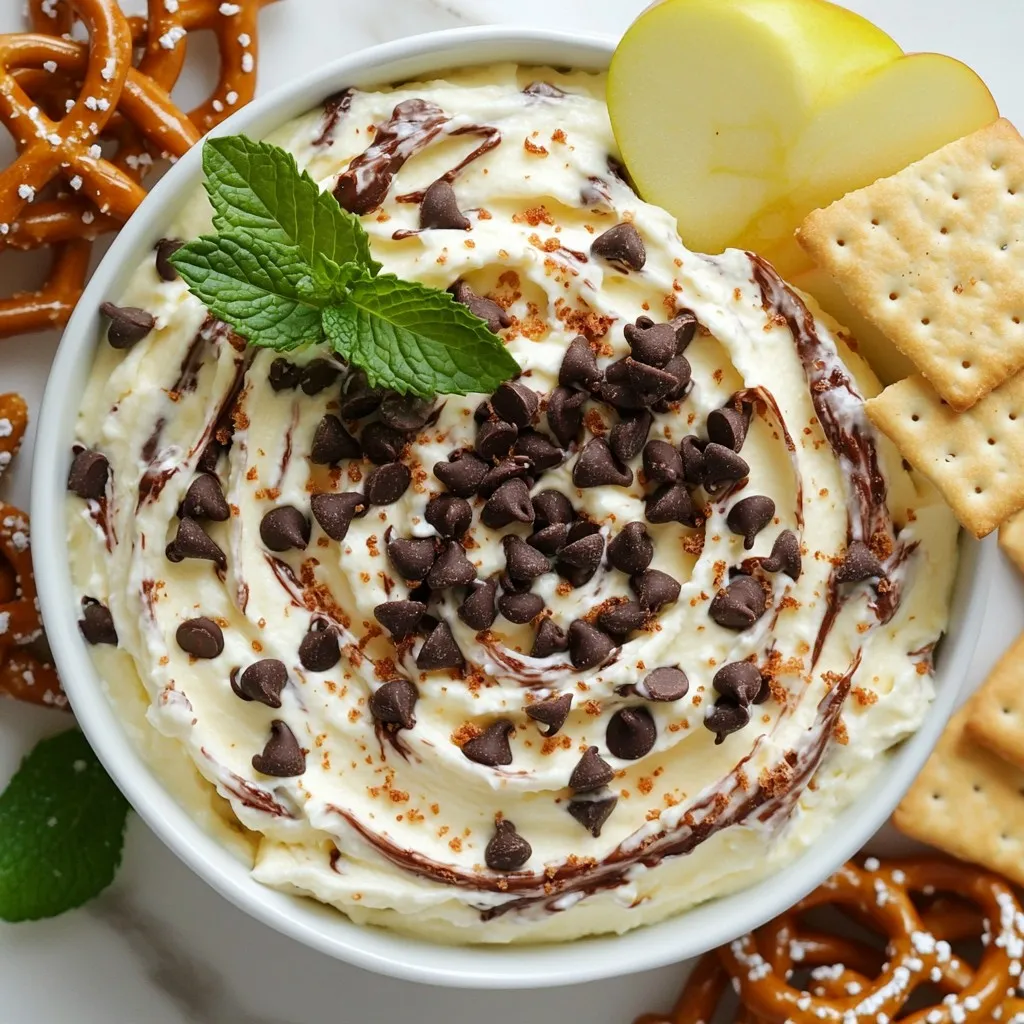 Peppermint Chocolate Chip Cheesecake Dip lecker servieren