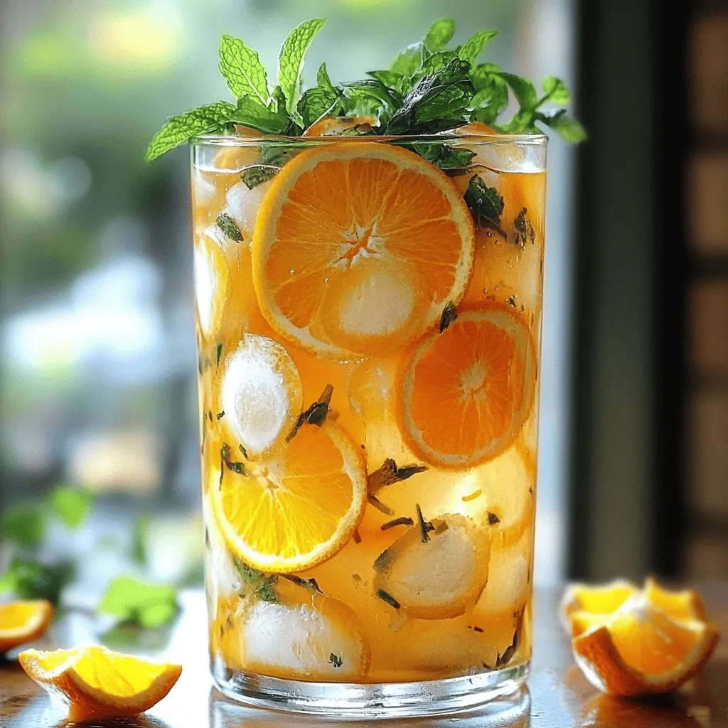 Um einen einfachen Orange-Zimt Eistee zuzubereiten, brauchst du einige frische Zutaten. Die wichtigsten sind vier Teebeutel Schwarztee, ein Liter Wasser, eine Orange, zwei Zimtstangen, Honig und Eiswürfel. Frische Minze ist auch toll für die Garnitur.