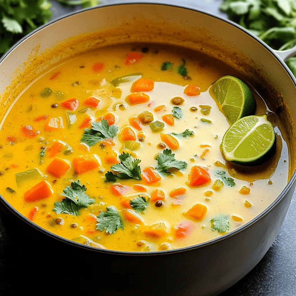 Kokos-Curry-Linsen-Suppe sämig und köstlich zubereiten