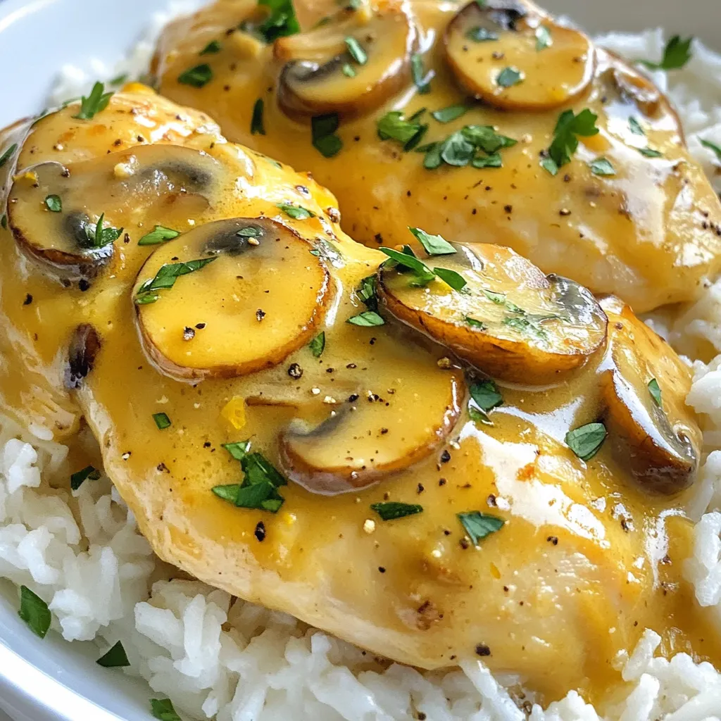 Creamy Garlic Mushroom Chicken Einfache Schnelles Gericht