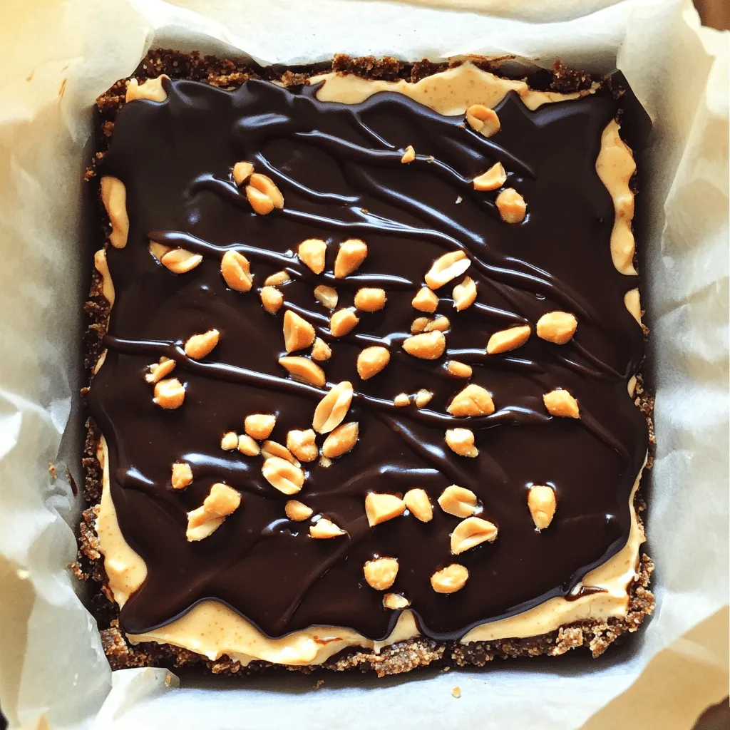 Für die No-Bake Buckeye Cheesecake Bars benötigst du folgende Zutaten: - 200 g Oreo-Kekse, zerbröselt - 80 g ungesalzene Butter, geschmolzen - 400 g Frischkäse, zimmerwarm - 150 g Puderzucker - 120 g cremige Erdnussbutter - 200 ml Schlagsahne, steifgeschlagen - 100 g Zartbitterschokolade für die Ganache - 50 g grob gehackte Erdnüsse für das Topping