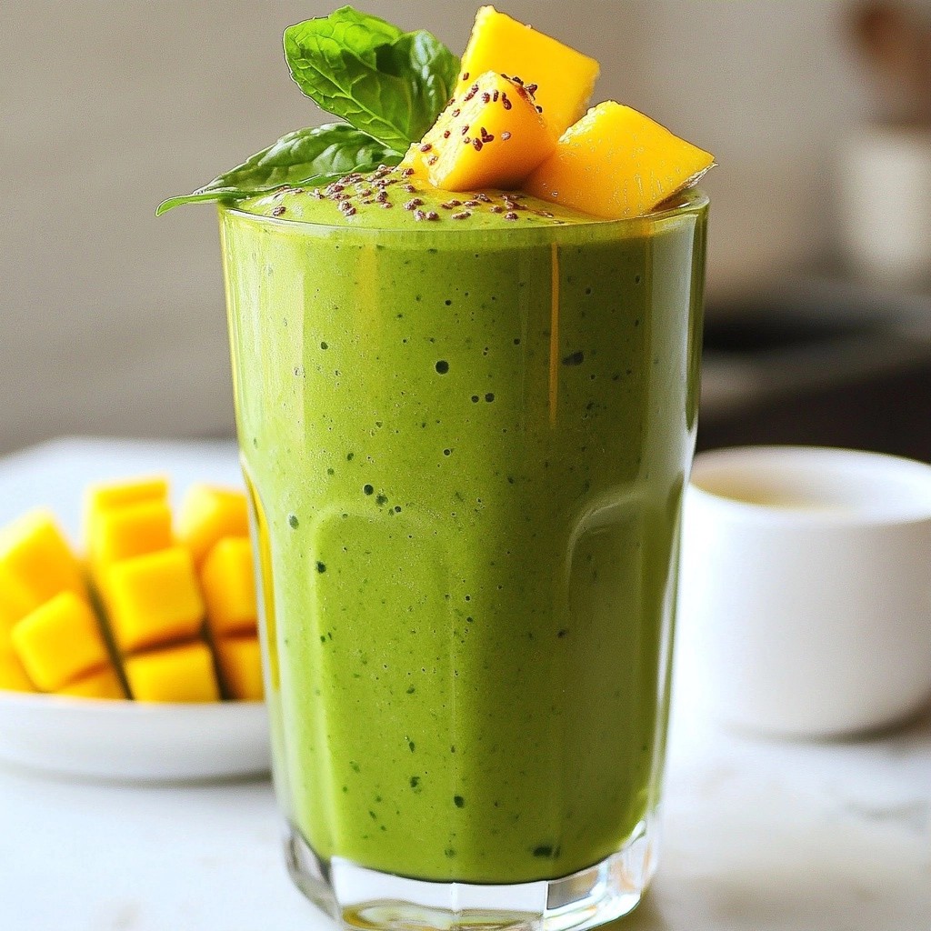 Erfrischender gesunder Mango Grün Smoothie Genuss