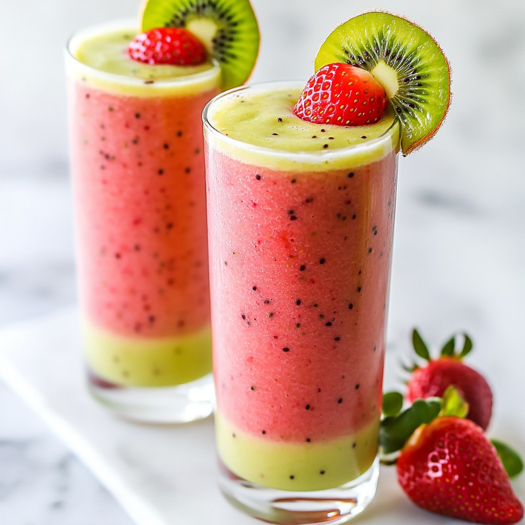 Erfrischender gesunder Strawberry Kiwi Smoothie