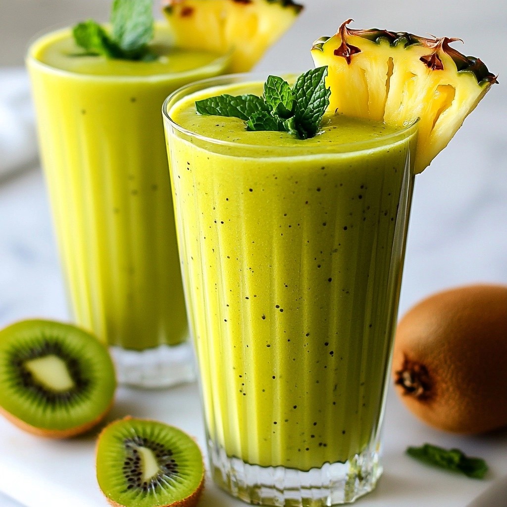 Tropischer gesunder Kokos Kiwi Smoothie Genuss
