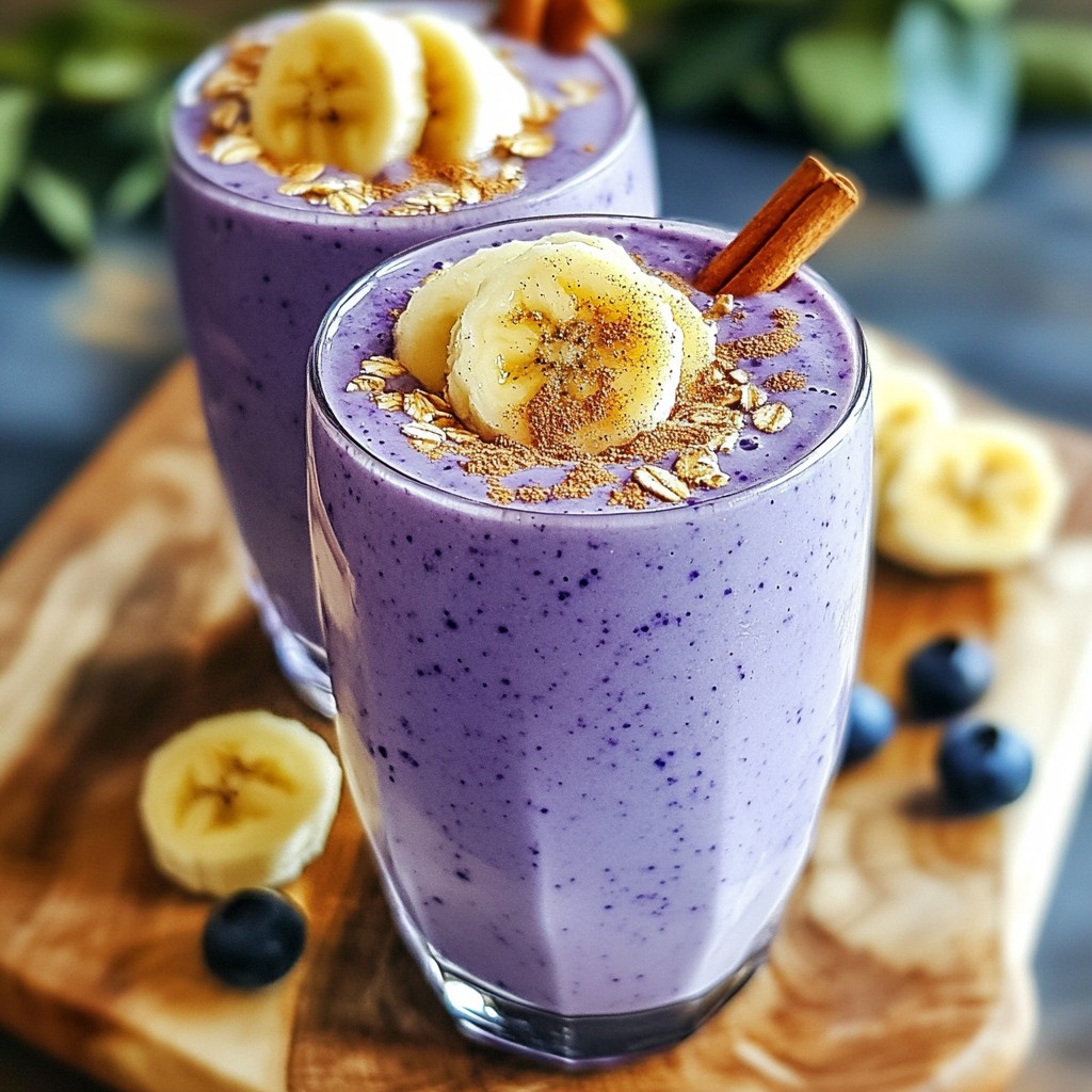 Blaubeer Bananen Hafer Smoothie Nahrhafte Köstlichkeit