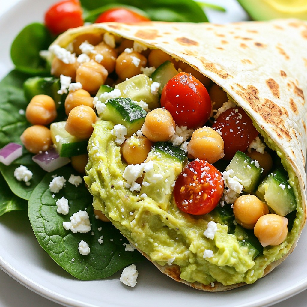 Nährstoffreicher Mediterraner Kichererbsen-Avocado-Wrap