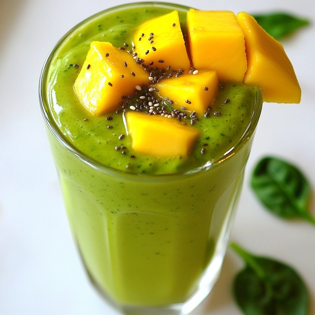 Tropical Healthy Mango Spinach Smoothie Rezept