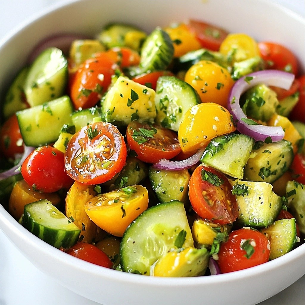 Zesty Healthy Lemon Cucumber Tomato Salad Rezept