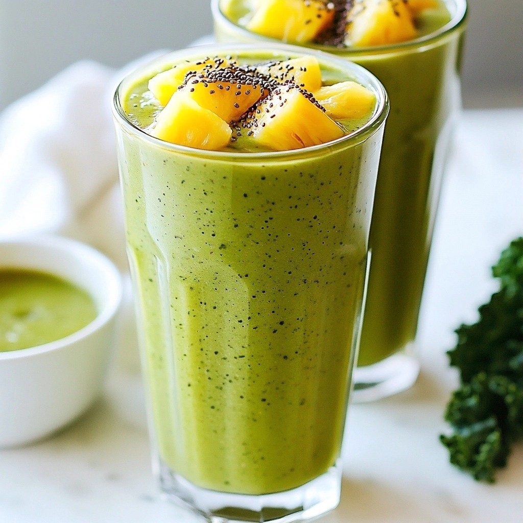 Erfrischender gesunder Ananas Grünkohl Smoothie