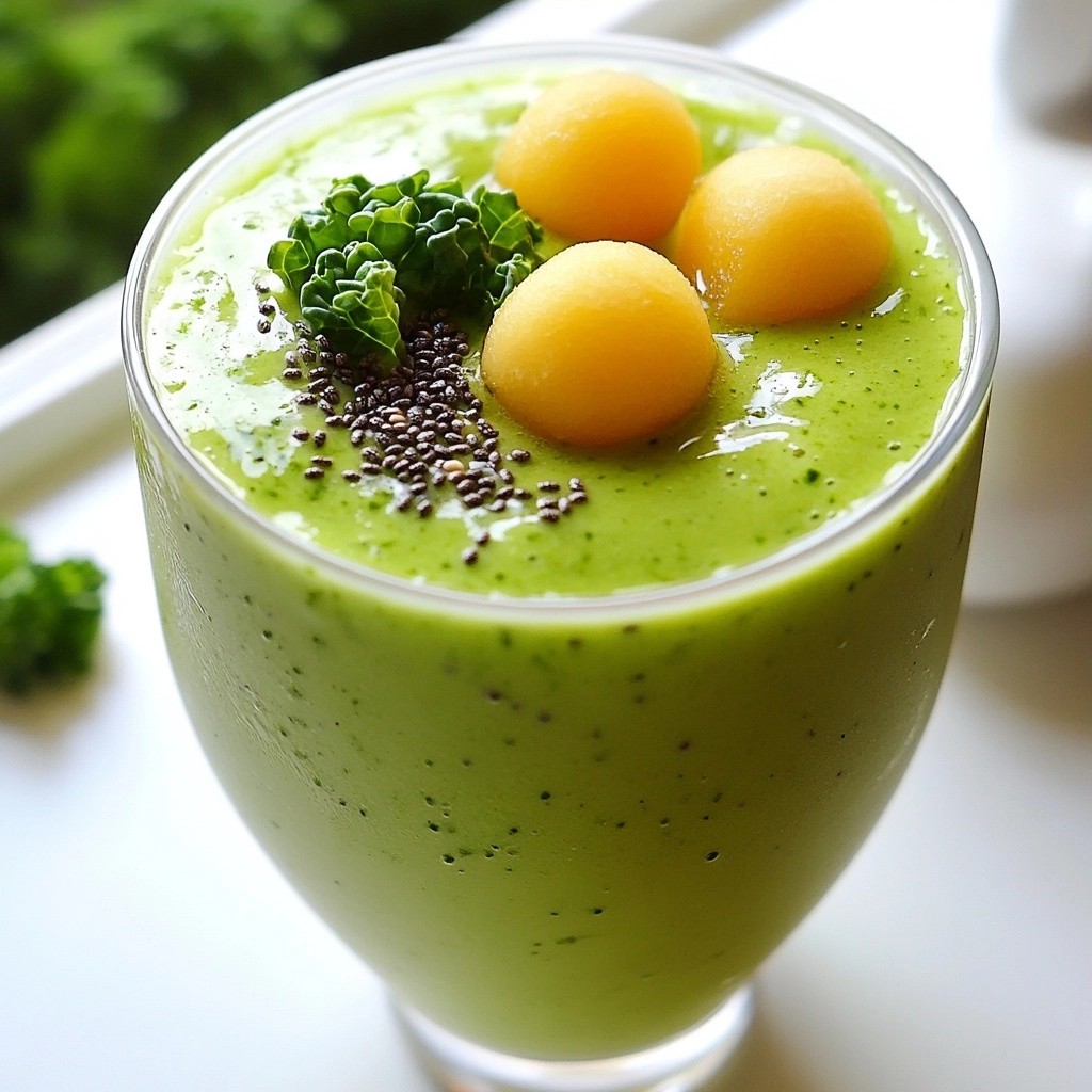 Erfrischender gesunder Melonen und Grünkohl Smoothie