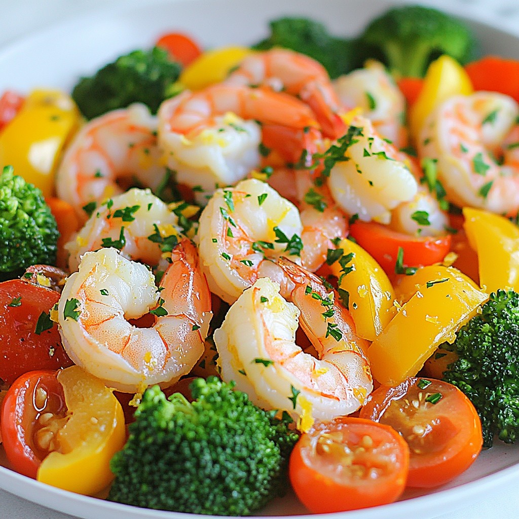 Gesunde One-Pan Zitronen-Knoblauch Garnelen und Gemüse