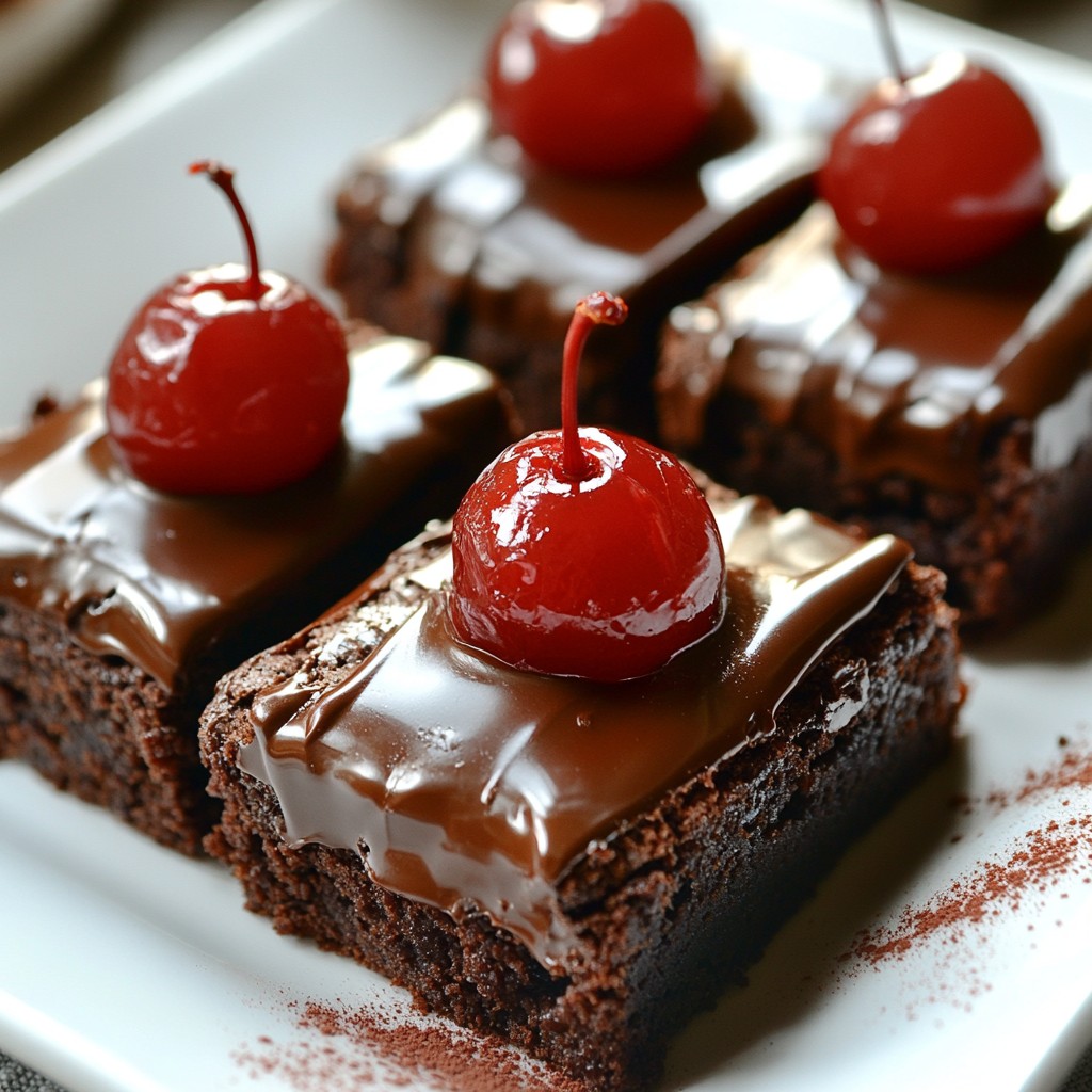 Schokoladenüberzogene Kirschen-Brownies Festlicher Genuss