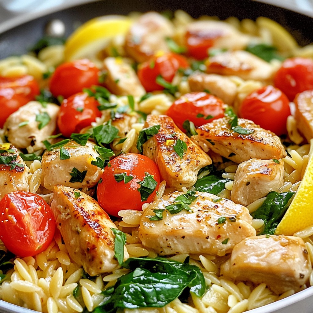 Lemon Herb Chicken Orzo Skillet Einfaches Gericht