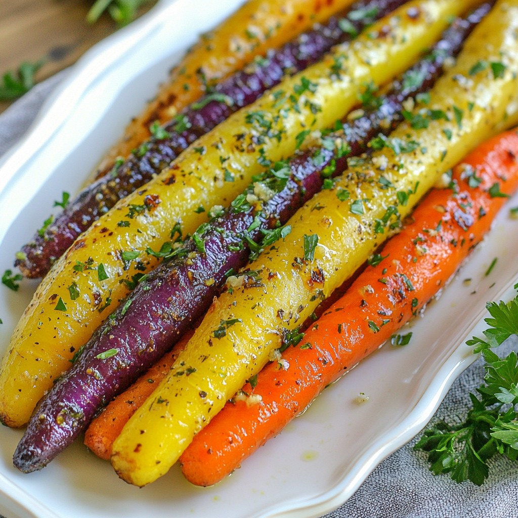 Garlic Herb Roasted Rainbow Carrots Einfaches Rezept