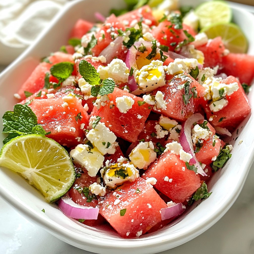 Frisch gesunder Wassermelonen-Feta-Minze-Salat