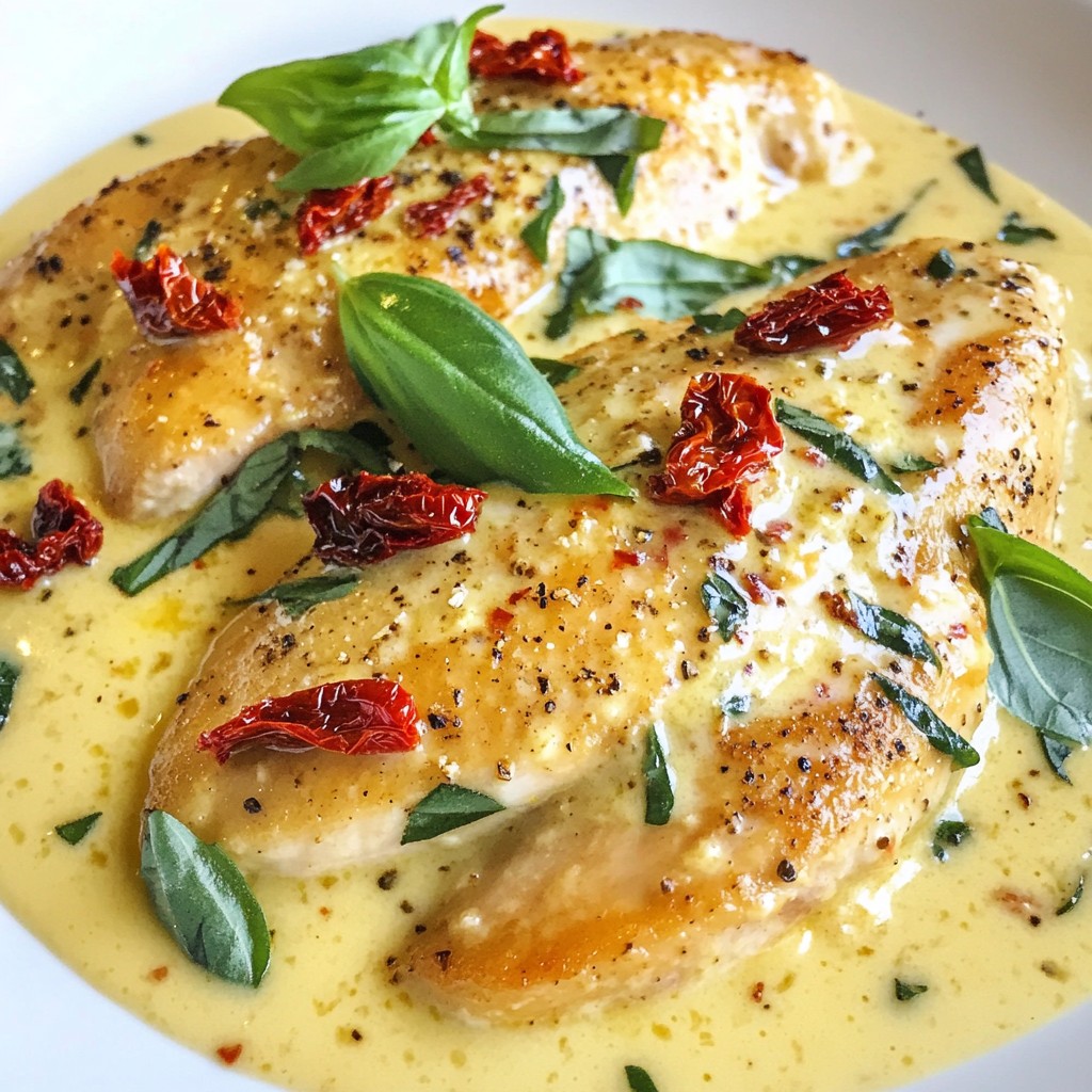 Cremiges Hähnchen mit getrockneten Tomaten lecker