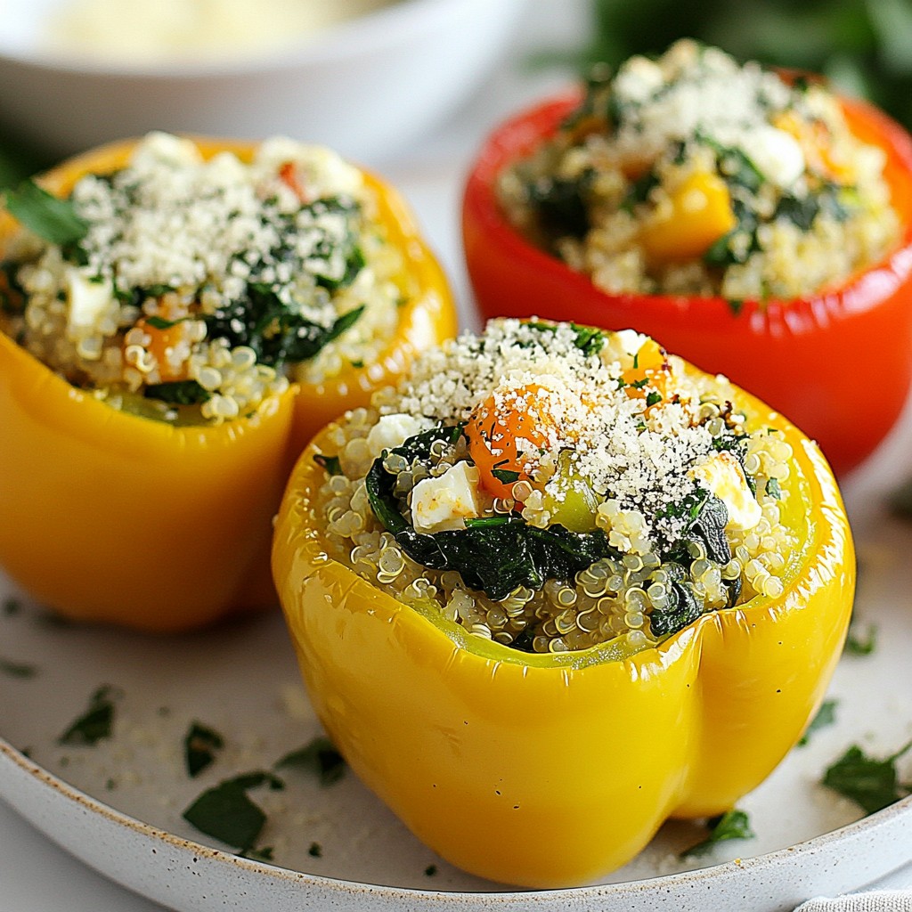 Nährstoffreiche Spinat und Feta gefüllte Paprika