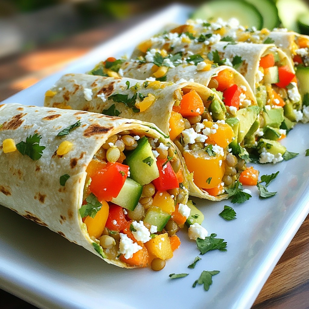 Wholesome healthy Lentil Veggie Wraps lecker und frisch