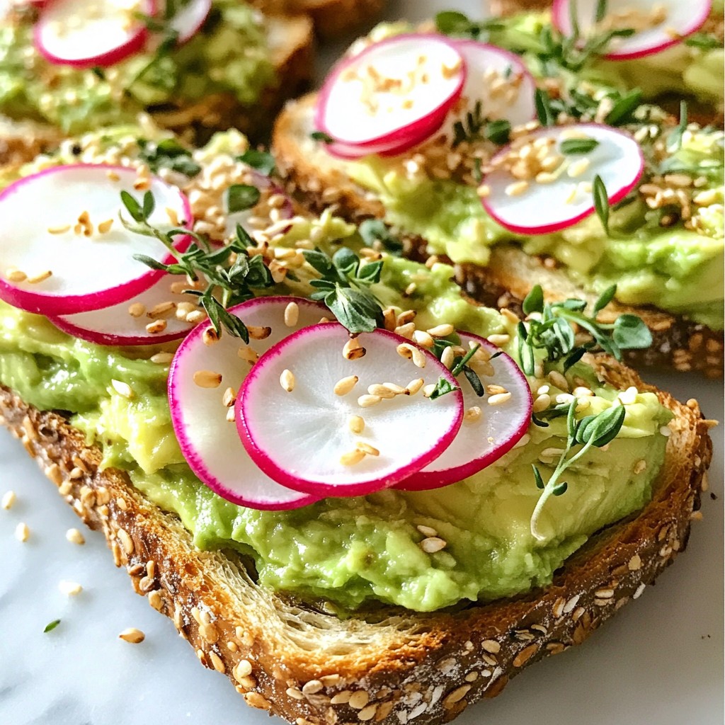 Cremiger gesunder Avocado Toast mit Radieschen