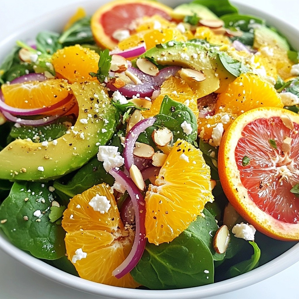 Zesty healthy Citrus Avocado Spinach Salad Rezept