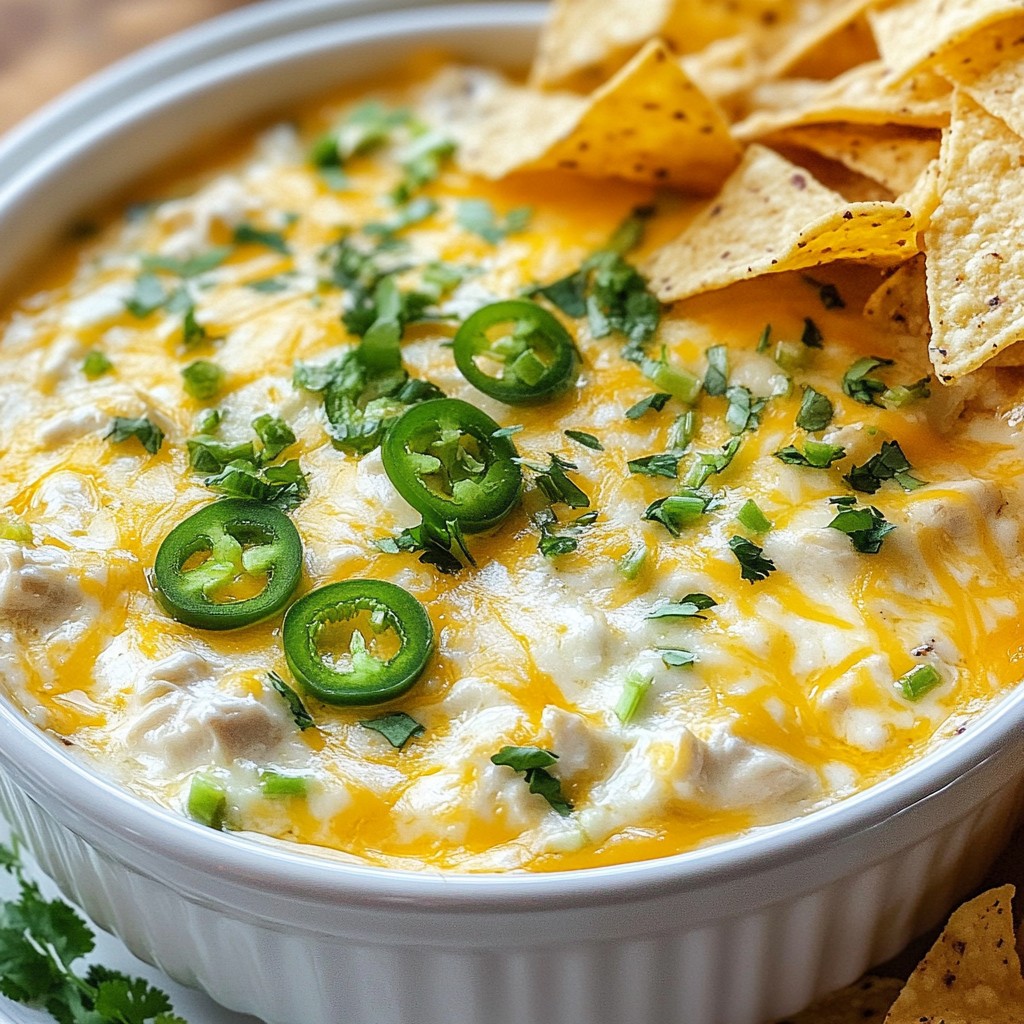 Cheddar Jalapeño Chicken Queso Dip Einfaches Rezept