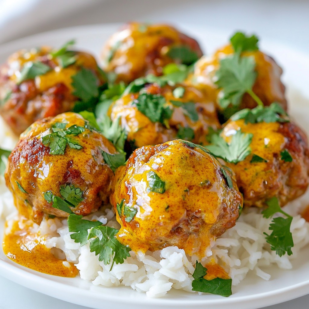 Kokosnuss-Curry-Fleischbällchen Einfaches Rezept