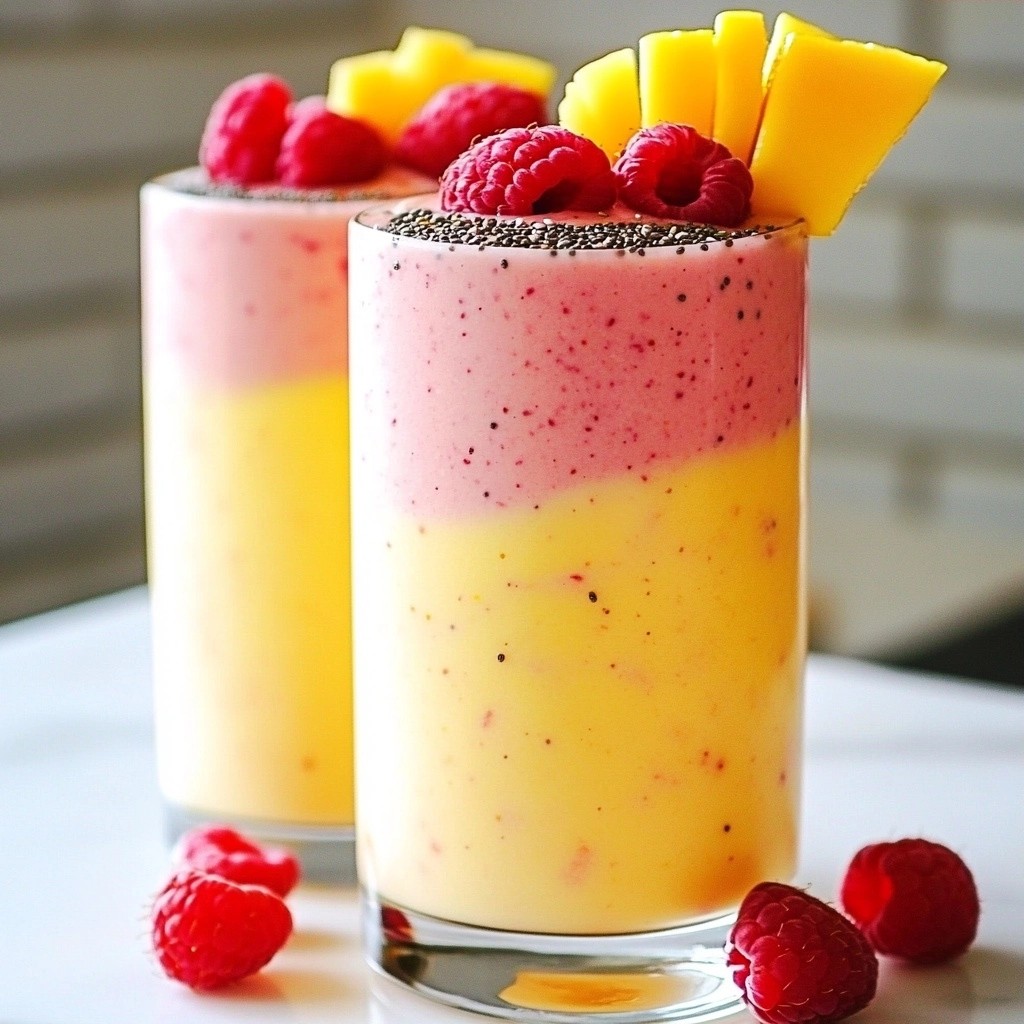 Fruity healthy Raspberry Mango Smoothie Genuss Pur