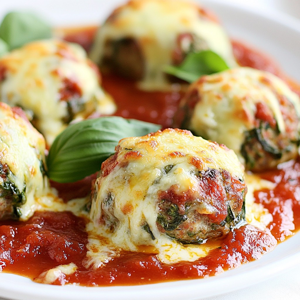 Cheesy Spinach Stuffed Meatballs Lecker und Einfach