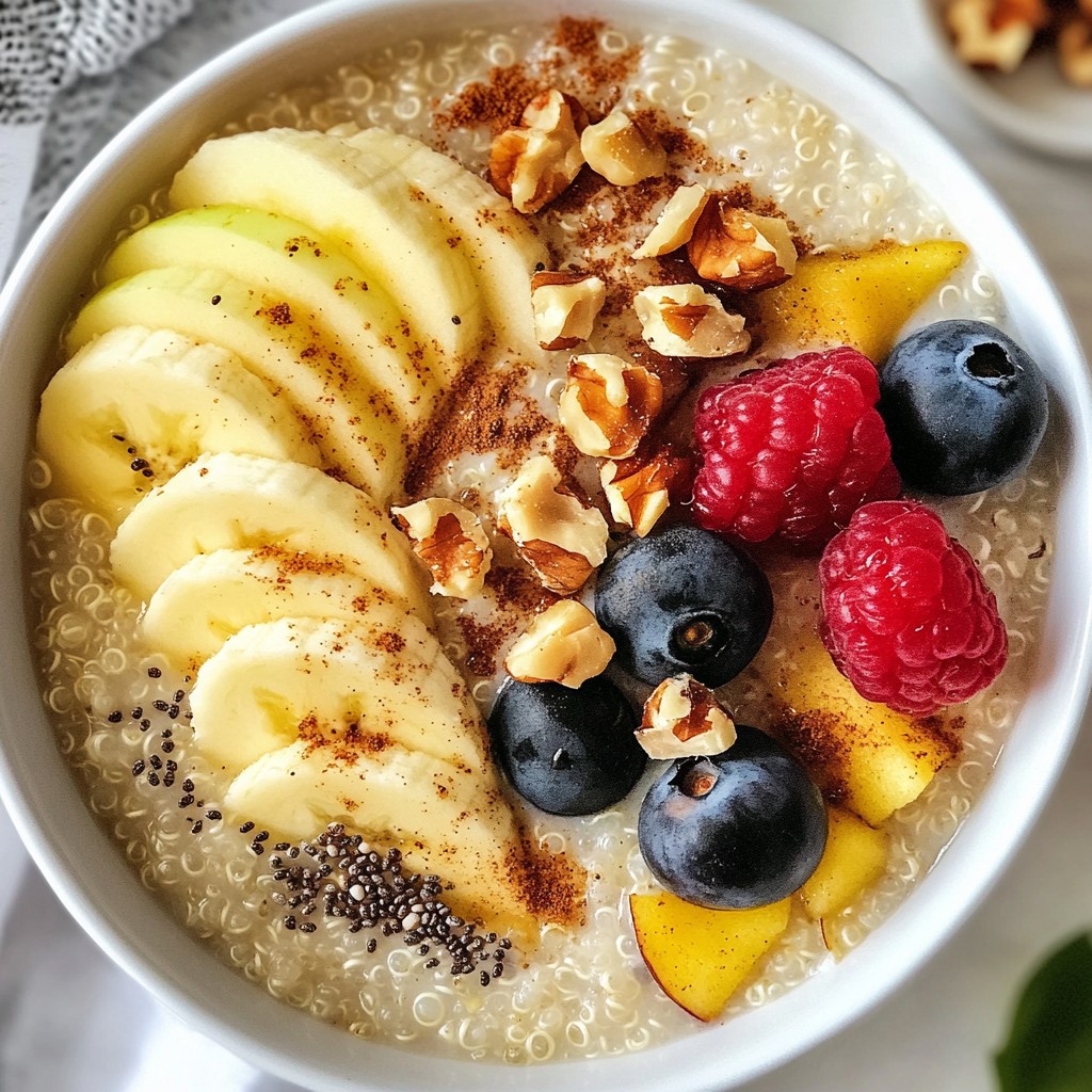 Nahrhaftes Quinoa und Apfel Frühstücks-Porridge