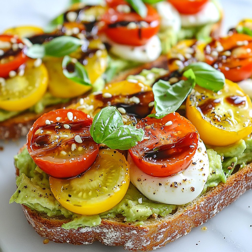 Caprese Avocado Toast Schnelles und Einfaches Rezept