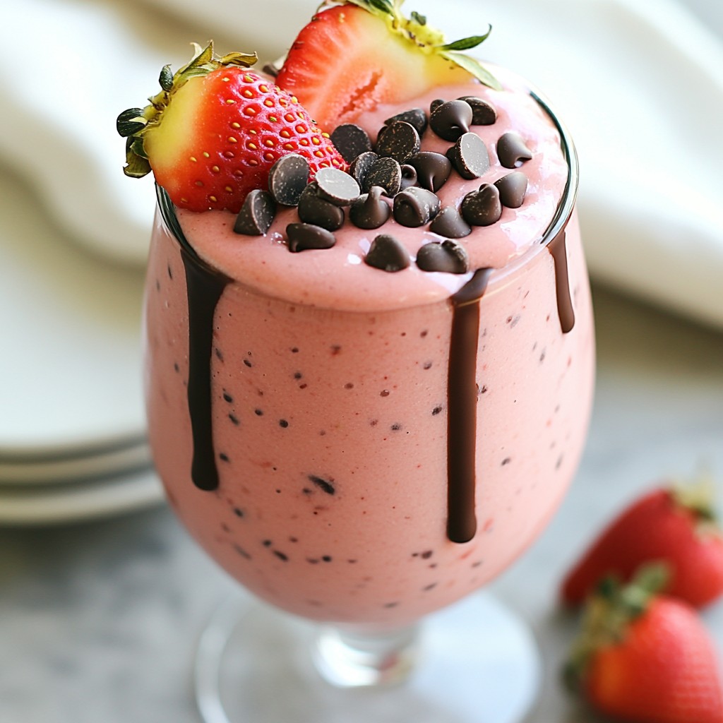 Schokoladenüberzogene Erdbeer Smoothie Genuss