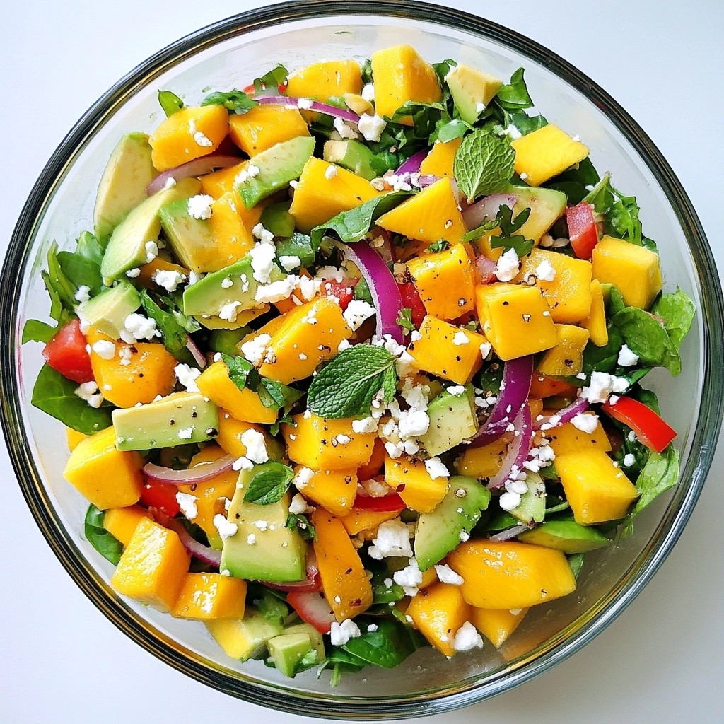 Frisch gesunder Mango Avocado Spinat Salat genießen